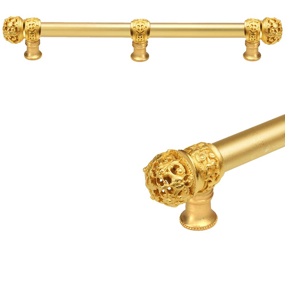 Carpe Diem Hardware - Juliane Grace 12'' O.C. (Approximately) With 5/8'' Smooth Center Long Pull and Center Brace Small Finial In Gilded Mercury. - Gilded Mercury