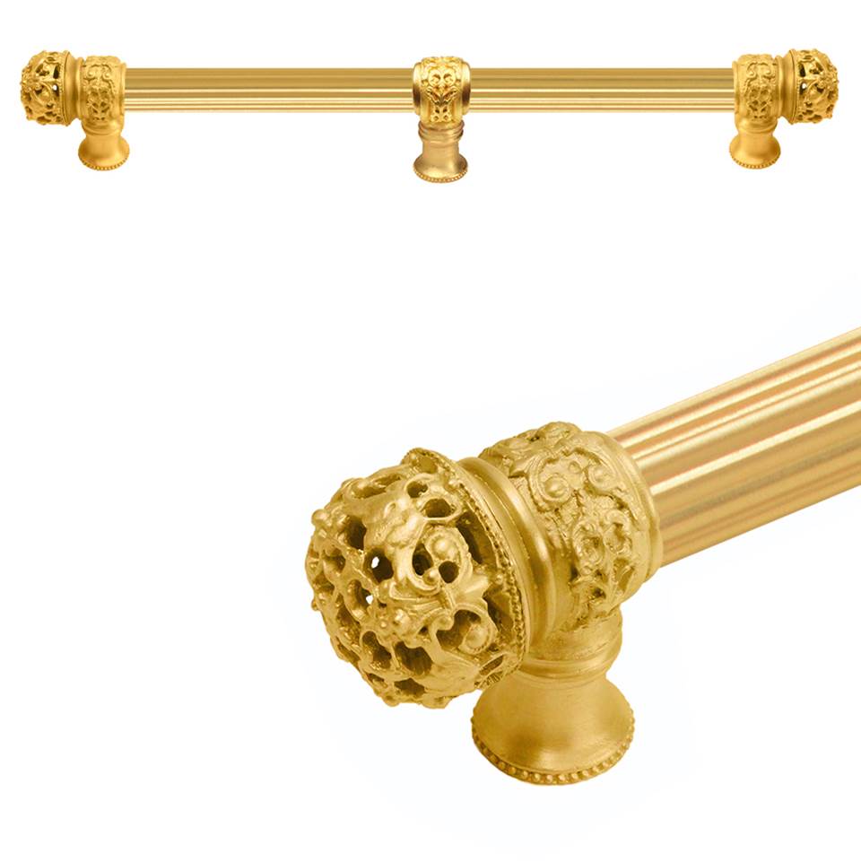 Carpe Diem Hardware - Juliane Grace 18'' O.C. (Approximately) With 5/8'' Reeded Center Long Pull and Center Brace Small Finial In Gilded Mercury. - Gilded Mercury