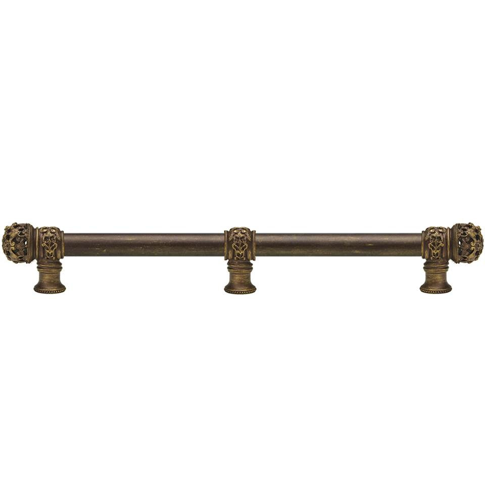 Carpe Diem Hardware - Juliane Grace 22'' O.C. (Approximately) With 5/8'' Smooth Center Long Pull and Center Brace Small Finial In Antique Brass. - Antique Brass