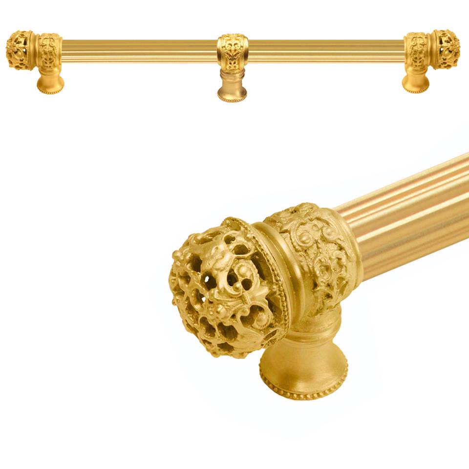 Carpe Diem Hardware - Juliane Grace 22'' O.C. (Approximately) With 5/8'' Reeded Center Long Pull and Center Brace Small Finial In Gilded Mercury. - Gilded Mercury