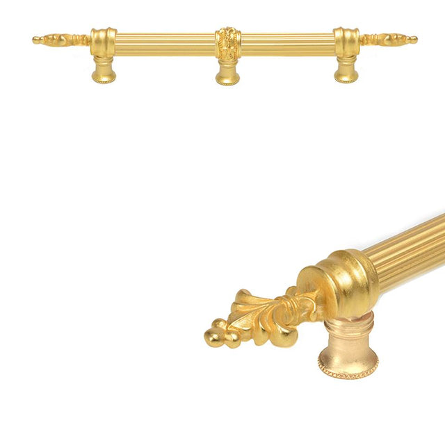 Carpe Diem Hardware - Charlemagne 9'' O.C. Approx W/ 5/8'' Reeded Center Long Pull W/ Center Brace - Gilded Mercury