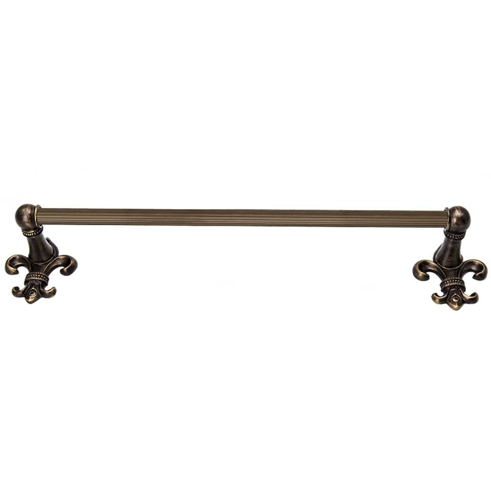 Carpe Diem Hardware - Charlemagne 16'' O.C (Approximately) Towel Bar With 5/8'' Reeded Center - Antique Brass