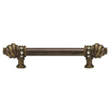 Carpe Diem Hardware - Cache 6'' O.C. (Approximately) With 5/8'' Smooth Center Long Pull With 16 Rivoli Swarovski Clear Crystals In Antique Brass. - Antique Brass