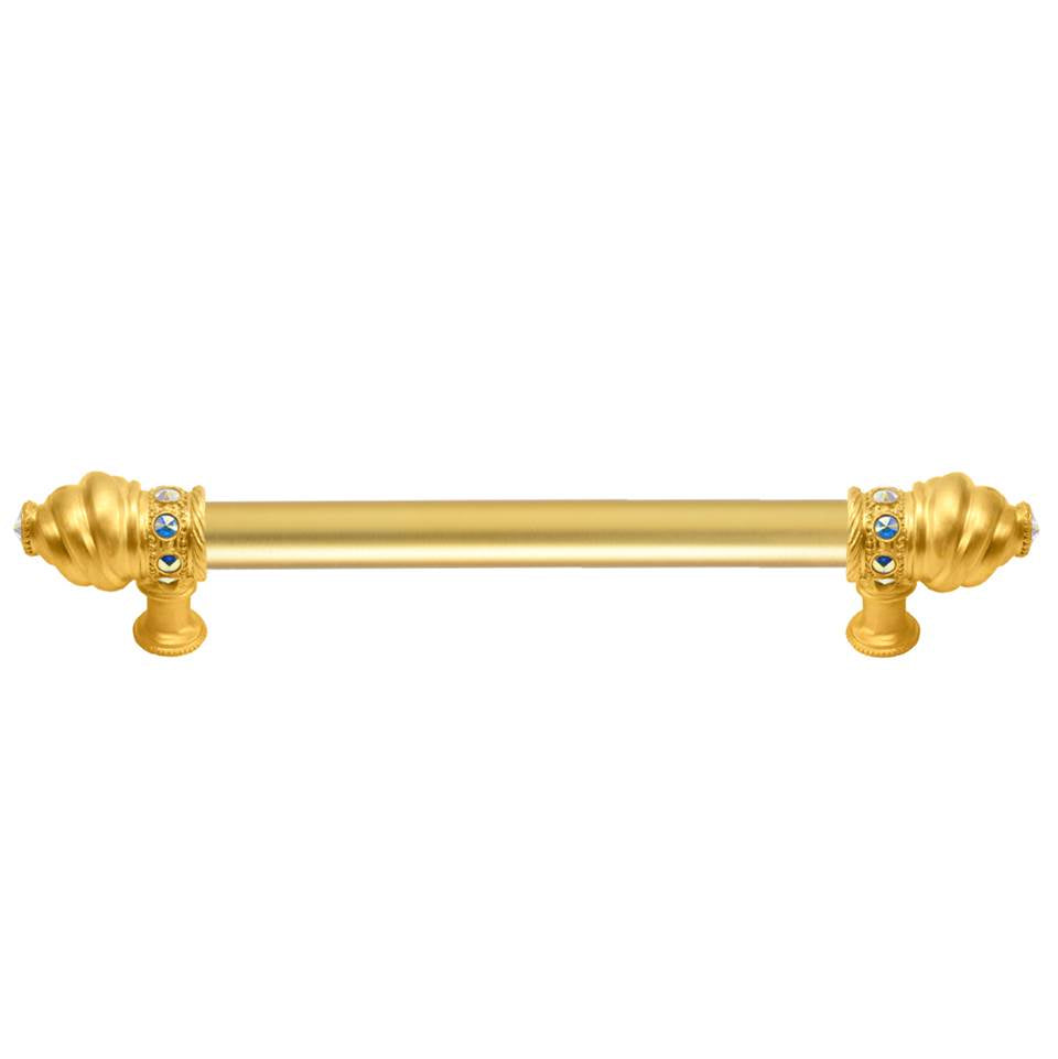 Carpe Diem Hardware - Cache 6'' O.C. (Approximately) With 5/8'' Smooth Center Long Pull With 16 Rivoli Swarovski Aurore Boreale Crystals - Gilded Mercury
