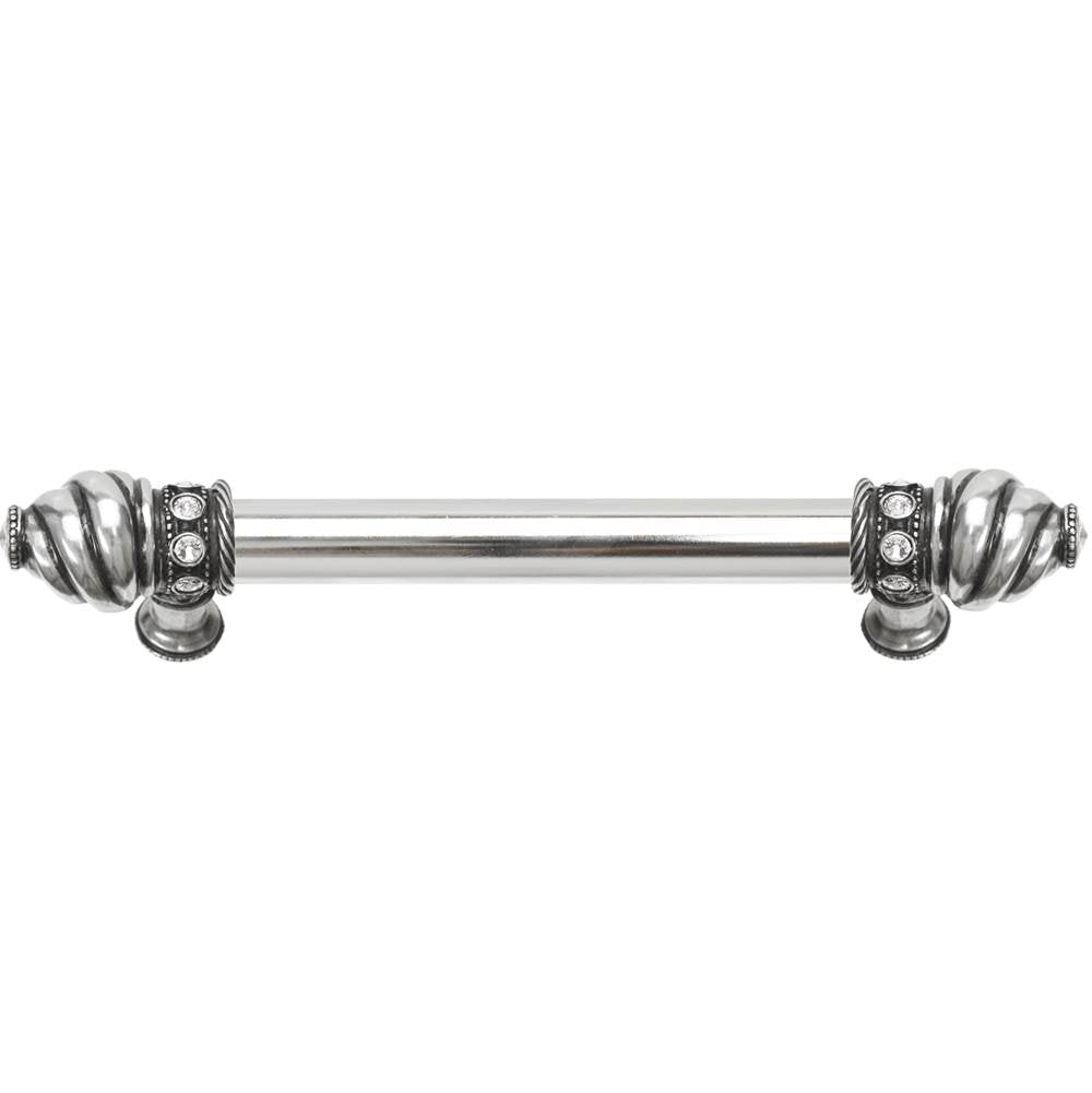 Carpe Diem Hardware - Cache 6'' O.C. (Approximately) With 5/8'' Smooth Center Long Pull With 16 Rivoli Swarovski Clear Crystals In Chalice. - Chalice