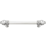 Carpe Diem Hardware - Cache 6'' O.C. (Approximately) With 5/8'' Reeded Center Long Pull With 16 Rivoli Swarovski Clear Crystals In Satin - Satin
