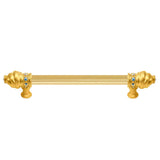 Carpe Diem Hardware - Cache 6'' O.C. (Approximately) With 5/8'' Reeded Center Long Pull With 16 Rivoli Swarovski Aurore Boreale Crystals - Gilded Mercury