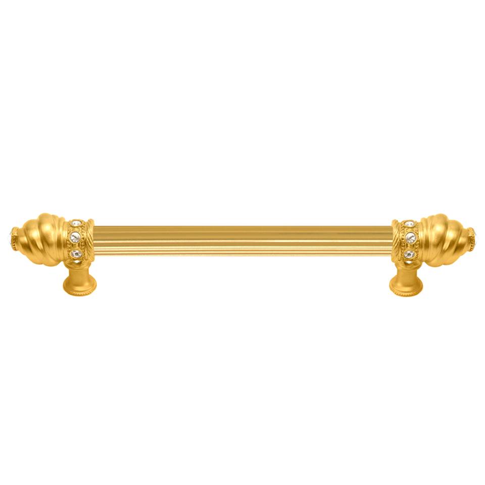 Carpe Diem Hardware - Cache 6'' O.C. Approx w/ 5/8'' Reeded Center Long Pull w/ 16 Rivoli Swarovski Crystals - Gilded Mercury