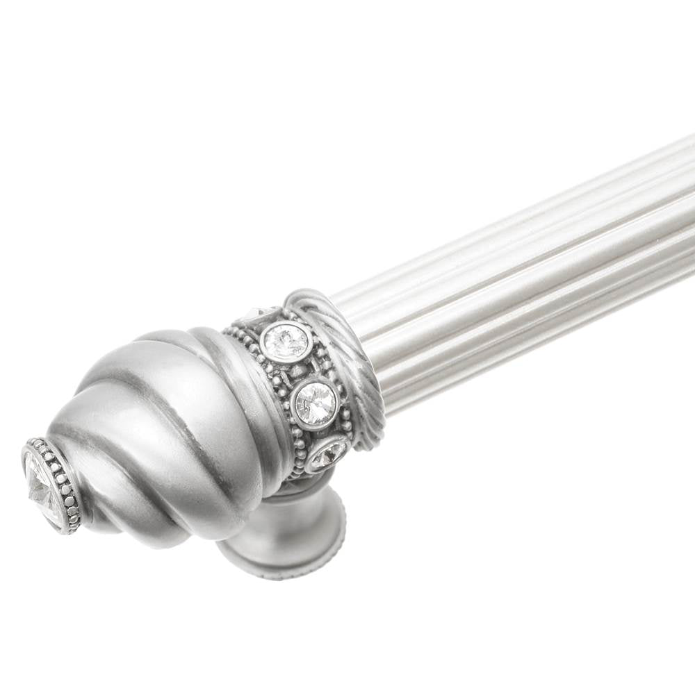 Cache 9'' O.C. (Approximately) With 5/8'' Reeded Center Long Pull With 16 Rivoli Swarovski Clear Crystals In Satin
