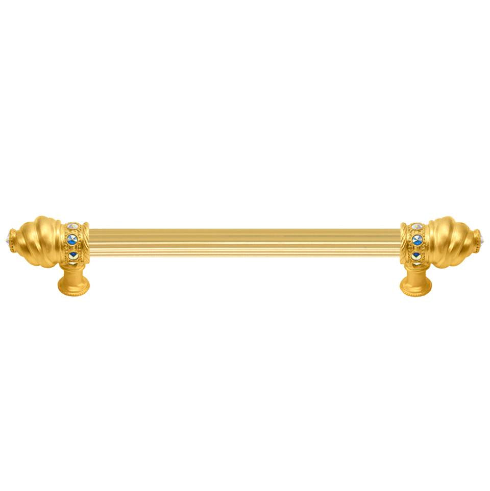 Carpe Diem Hardware - Cache 9'' O.C. (Approximately) With 5/8'' Reeded Center Long Pull With 16 Rivoli Swarovski Aurore Boreale Crystals - Gilded Mercury