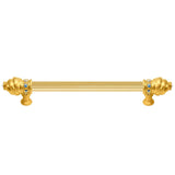 Carpe Diem Hardware - Cache 9'' O.C. (Approximately) With 5/8'' Reeded Center Long Pull With 16 Rivoli Swarovski Aurore Boreale Crystals - Gilded Mercury