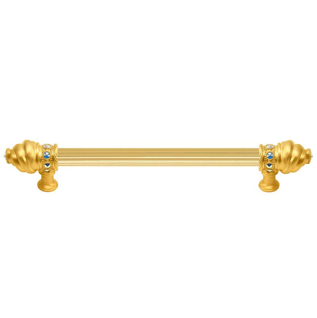 Carpe Diem Hardware - Cache 9'' O.C. (Approximately) With 5/8'' Reeded Center Long Pull With 16 Rivoli Swarovski Aurore Boreale Crystals - Gilded Mercury