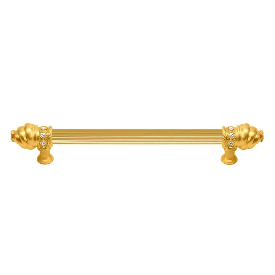 Carpe Diem Hardware - Cache 9'' O.C. Approx w/ 5/8'' Reeded Center Long Pull w/ 16 Rivoli Swarovski Crystals - Gilded Mercury
