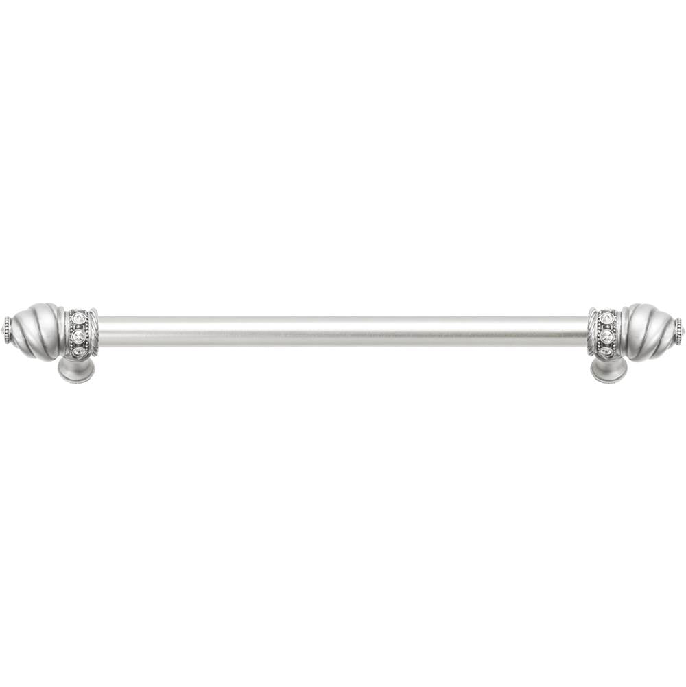 Carpe Diem Hardware - Cache 12'' O.C. (Approximately) With 5/8'' Smooth Center Long Pull With 16 Rivoli Swarovski Clear Crystals In Satin - Satin