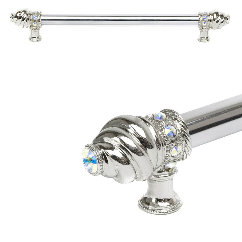 Carpe Diem Hardware - Cache 12'' O.C. (Approximately) With 5/8'' Smooth Center Long Pull With 16 Rivoli Swarovski Aurore Boreale Crystals - Platinum