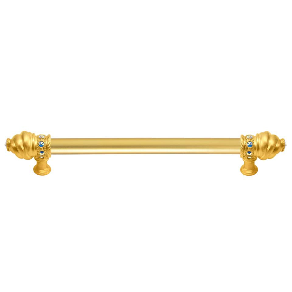 Carpe Diem Hardware - Cache 12'' O.C. (Approximately) With 5/8'' Smooth Center Long Pull With 16 Rivoli Swarovski Aurore Boreale Crystals - Gilded Mercury