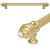 Carpe Diem Hardware - Cache 12'' O.C. (Approximately) With 5/8'' Reeded Center Long Pull With 16 Rivoli Swarovski Clear Crystals In Soft Gold - Soft Gold