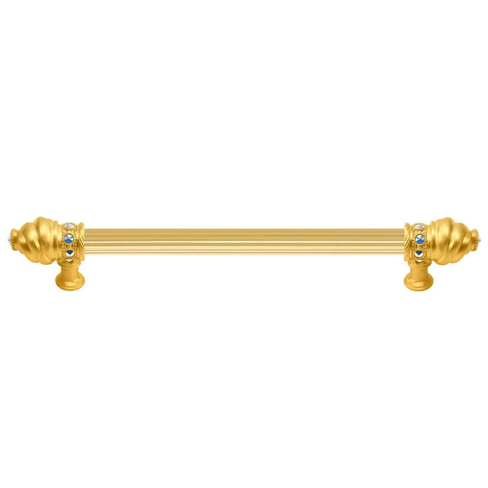 Carpe Diem Hardware - Cache 12'' O.C. (Approximately) With 5/8'' Reeded Center Long Pull With 16 Rivoli Swarovski Aurore Boreale Crystals - Gilded Mercury
