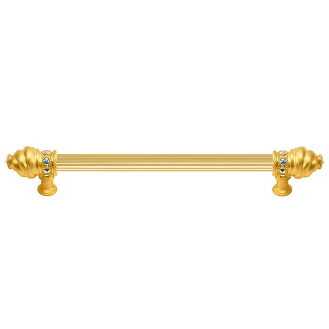 Carpe Diem Hardware - Cache 12'' O.C. (Approximately) With 5/8'' Reeded Center Long Pull With 16 Rivoli Swarovski Aurore Boreale Crystals - Gilded Mercury