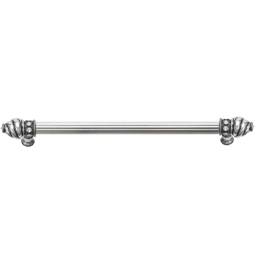 Carpe Diem Hardware - Cache 12'' O.C. (Approximately) With 5/8'' Reeded Center Long Pull With 16 Rivoli Swarovski Clear Crystals In Chalice. - Chalice