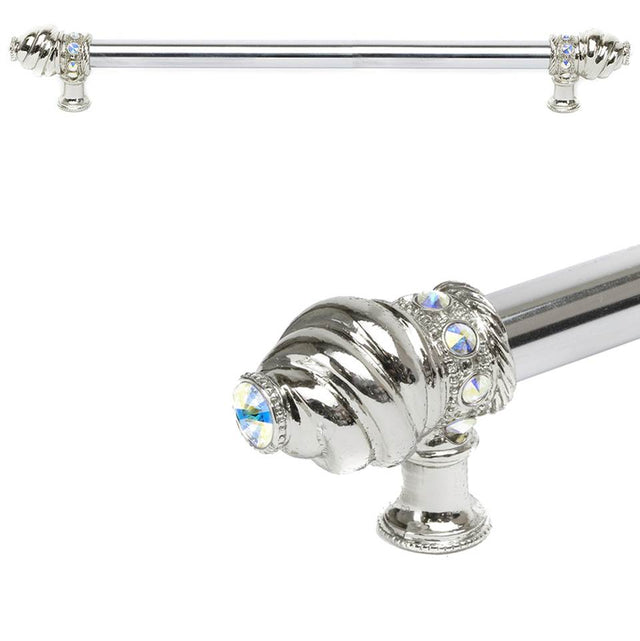 Carpe Diem Hardware - Cache 18'' O.C. (Approximately) With 5/8'' Smooth Center Long Pull With 16 Rivoli Swarovski Aurore Boreale Crystals - Platinum