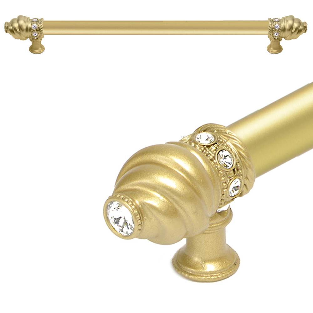 Carpe Diem Hardware - Cache 18'' O.C. (Approximately) With 5/8'' Smooth Center Long Pull With 16 Rivoli Swarovski Clear Crystals In Soft Gold - Soft Gold