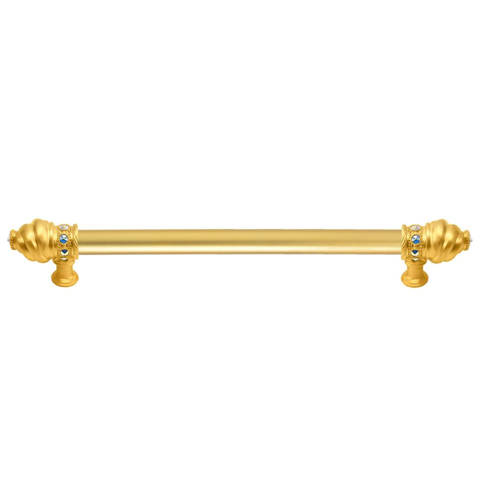 Carpe Diem Hardware - Cache 18'' O.C. (Approximately) With 5/8'' Smooth Center Long Pull With 16 Rivoli Swarovski Aurore Boreale Crystals - Gilded Mercury