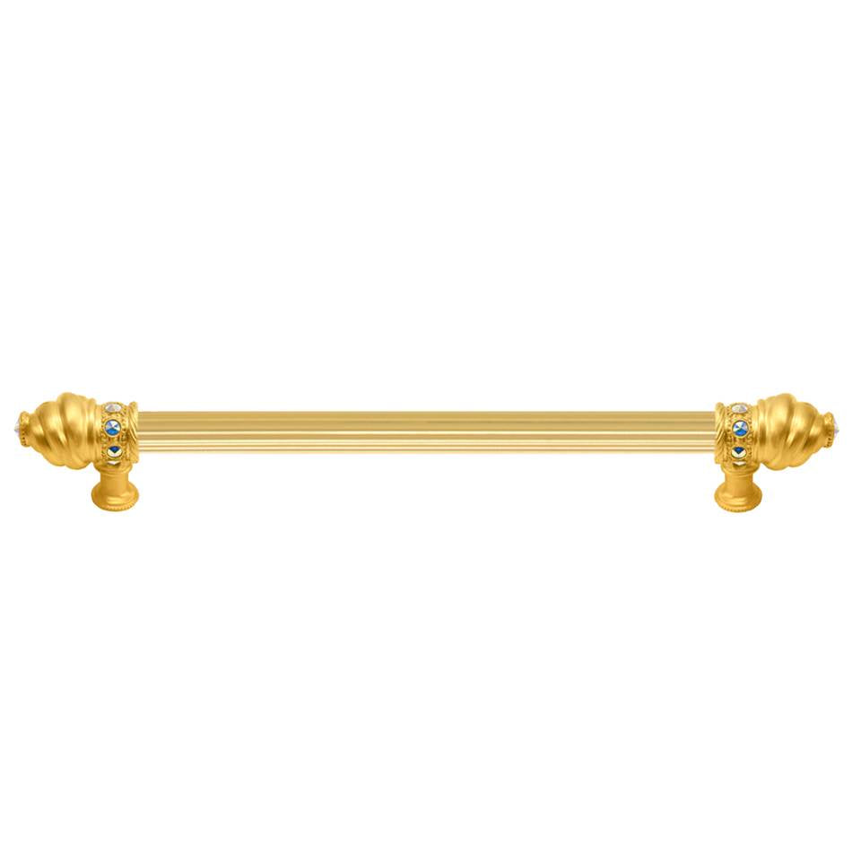 Carpe Diem Hardware - Cache 18'' O.C. (Approximately) With 5/8'' Reeded Center Long Pull With 16 Rivoli Swarovski Aurore Boreale Crystals - Gilded Mercury