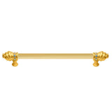 Carpe Diem Hardware - Cache 18'' O.C. (Approximately) With 5/8'' Reeded Center Long Pull With 16 Rivoli Swarovski Aurore Boreale Crystals - Gilded Mercury