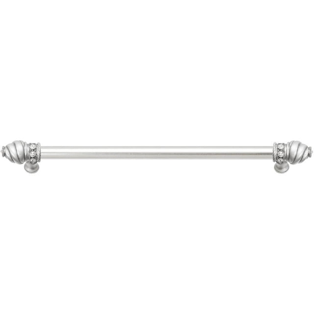 Carpe Diem Hardware - Cache 22'' O.C. (Approximately) With 5/8'' Smooth Center Long Pull With 16 Rivoli Swarovski Clear Crystals In Satin - Satin