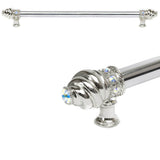 Carpe Diem Hardware - Cache 22'' O.C. (Approximately) With 5/8'' Smooth Center Long Pull With 16 Rivoli Swarovski Aurore Boreale Crystals - Platinum