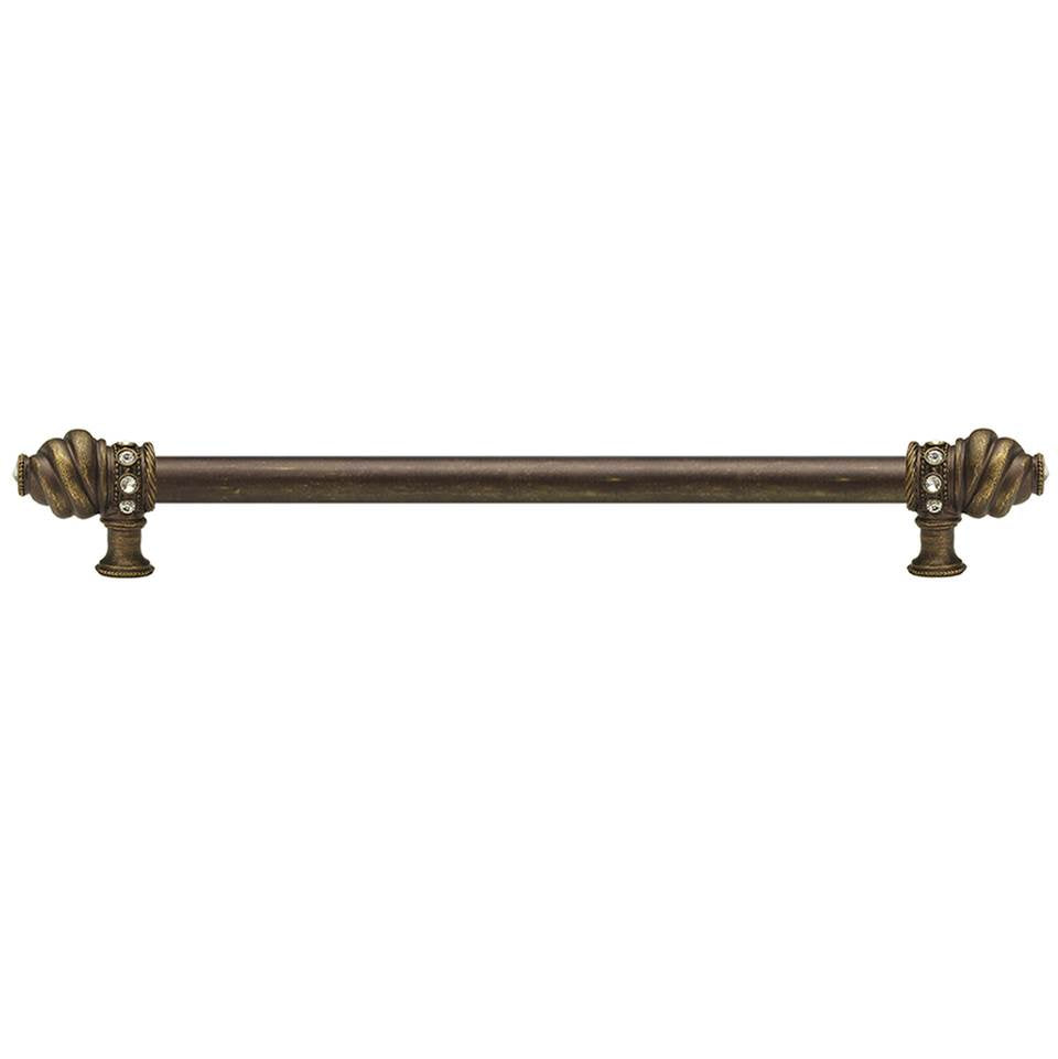 Carpe Diem Hardware - Cache 22'' O.C. Approx w/ 5/8'' Smooth Center Long Pull w/ 16 Rivoli Swarovski Crystals - Antique Brass