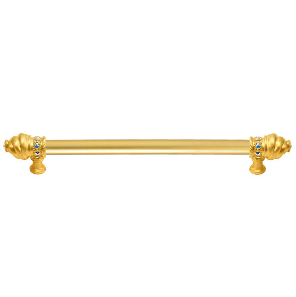 Carpe Diem Hardware - Cache 22'' O.C. (Approximately) With 5/8'' Smooth Center Long Pull With 16 Rivoli Swarovski Aurore Boreale Crystals - Gilded Mercury