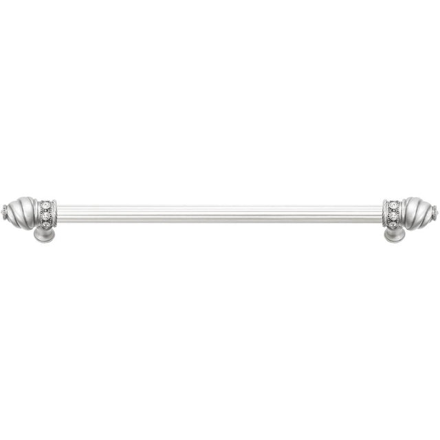 Carpe Diem Hardware - Cache 22'' O.C. (Approximately) With 5/8'' Reeded Center Long Pull With 16 Rivoli Swarovski Clear Crystals In Satin - Satin