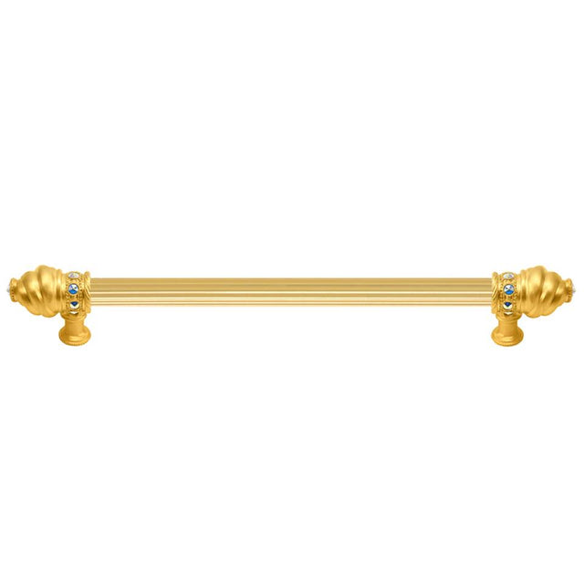 Carpe Diem Hardware - Cache 22'' O.C. (Approximately) With 5/8'' Reeded Center Long Pull With 16 Rivoli Swarovski Aurore Boreale Crystals - Gilded Mercury