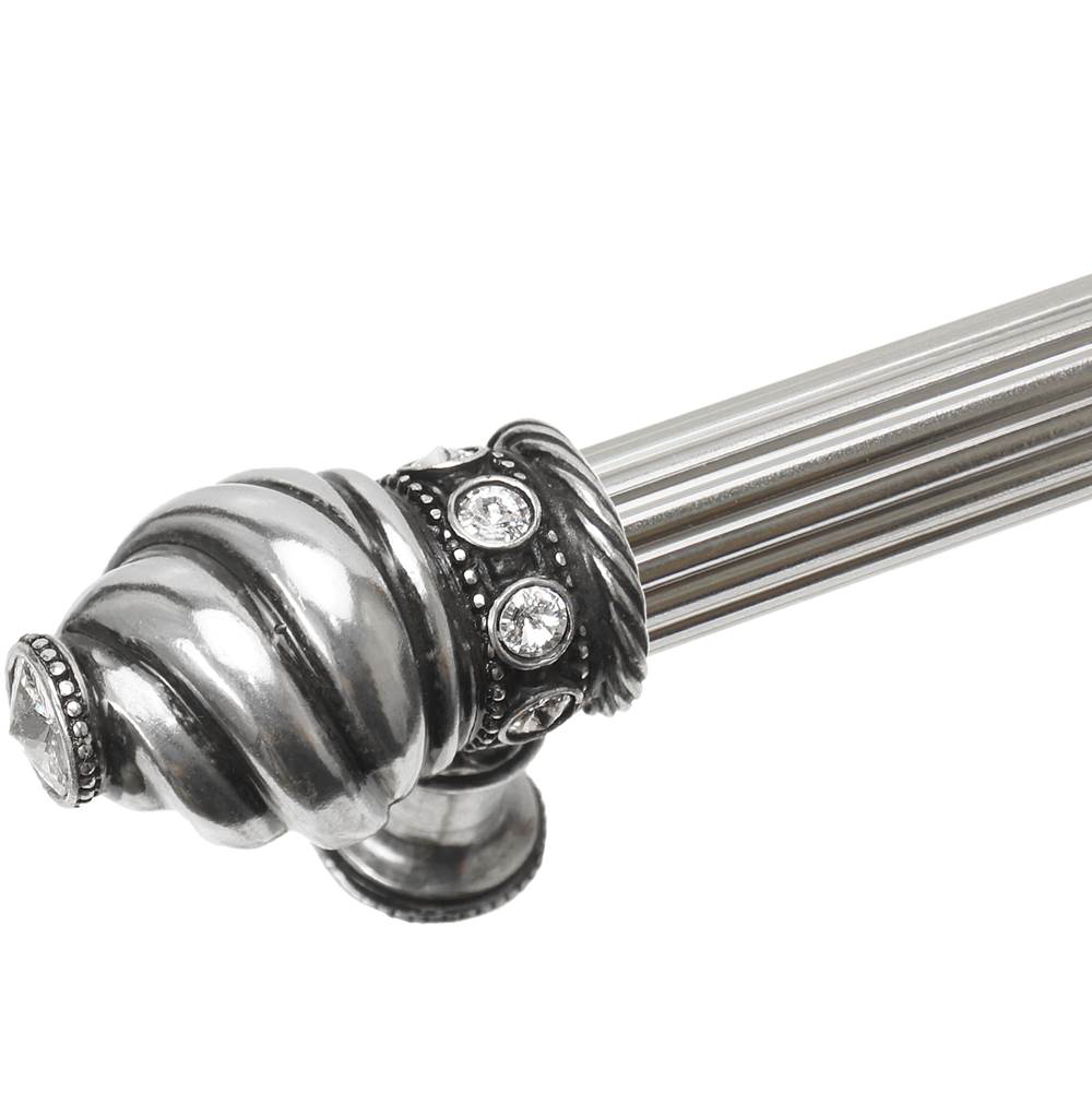 Cache 22'' O.C. (Approximately) With 5/8'' Reeded Center Long Pull With 16 Rivoli Swarovski Clear Crystals In Satin