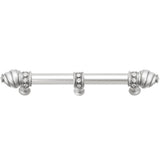 Carpe Diem Hardware - Cache 6'' O.C. (Approximately) With 5/8'' Smooth Center Long Pull and Center Brace With 16 Rivoli Swarovski Clear Crystals In Satin - Satin