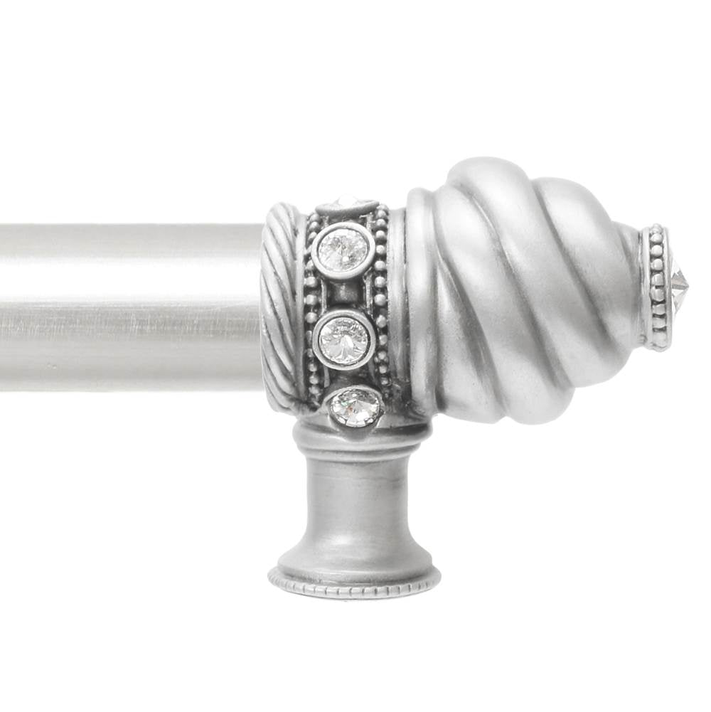Cache 6'' O.C. (Approximately) With 5/8'' Smooth Center Long Pull and Center Brace With 16 Rivoli Swarovski Clear Crystals In Satin