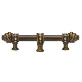Carpe Diem Hardware - Cache 6'' O.C. (Approximately) With 5/8'' Smooth Center Long Pull and Center Brace With 16 Rivoli Swarovski Clear Crystals In Antique Brass. - Antique Brass