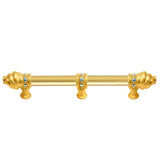 Carpe Diem Hardware - Cache 6'' O.C. (Approximately) With 5/8'' Smooth Center Long Pull With 23 Rivoli Swarovski Aurore Boreale Crystals With Center Brace - Gilded Mercury
