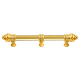Carpe Diem Hardware - Cache 6'' O.C. (Approximately) With 5/8'' Smooth Center Long Pull and Center Brace With 16 Rivoli Swarovski Clear Crystals In Gilded Mercury. - Gilded Mercury