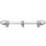 Carpe Diem Hardware - Cache 6'' O.C. (Approximately) With 5/8'' Reeded Center Long Pull and Center Brace With 16 Rivoli Swarovski Clear Crystals In Satin - Satin