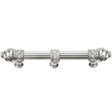 Carpe Diem Hardware - Cache 6'' O.C. (Approximately) With 5/8'' Reeded Center Long Pull and Center Brace With 16 Rivoli Swarovski Clear Crystals In Platinum - Platinum