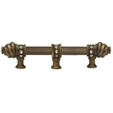 Carpe Diem Hardware - Cache 6'' O.C. (Approximately) With 5/8'' Reeded Center Long Pull and Center Brace With 16 Rivoli Swarovski Clear Crystals In Antique Brass. - Antique Brass