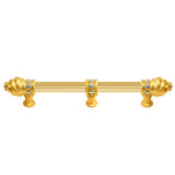 Carpe Diem Hardware - Cache 6'' O.C. (Approximately) With 5/8'' Reeded Center Long Pull With 23 Rivoli Swarovski Aurore Boreale Crystals With Center Brace - Gilded Mercury