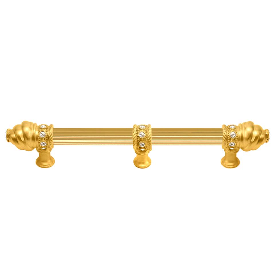 Carpe Diem Hardware - Cache Round Knob w/ Flared Foot w/ Center Of 5 Rivoli Swarovski Crystals - Antique Brass
