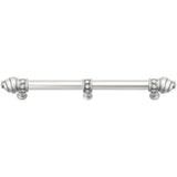 Carpe Diem Hardware - Cache 9'' O.C. (Approximately) With 5/8'' Smooth Center Long Pull and Center Brace With 16 Rivoli Swarovski Clear Crystals In Satin - Satin