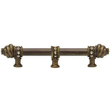 Carpe Diem Hardware - Cache 9'' O.C. (Approximately) With 5/8'' Smooth Center Long Pull and Center Brace With 16 Rivoli Swarovski Clear Crystals In Antique Brass. - Antique Brass