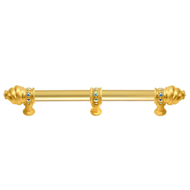 Carpe Diem Hardware - Cache 9'' O.C. (Approximately) With 5/8'' Smooth Center Long Pull With 23 Rivoli Swarovski Aurore Boreale Crystals With Center Brace - Gilded Mercury