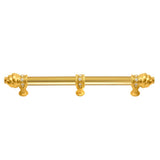 Carpe Diem Hardware - Cache 9'' O.C. (Approximately) With 5/8'' Smooth Center Long Pull and Center Brace With 16 Rivoli Swarovski Clear Crystals In Gilded Mercury. - Gilded Mercury